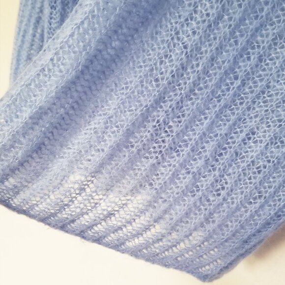 United Colors Of Benetton Sheer Mohair Blend Pullover Sweater L Periwinkle Blue - Picture 11 of 15